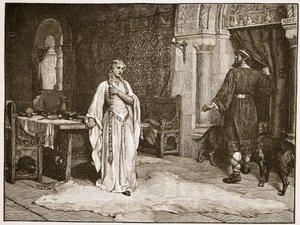 アールレオフリックとゴディバ夫人、HBM Spence-Jonesによる「イングランドの教会：人々の歴史」のイラスト。 1910年頃（セピア写真） 作： Edmund Blair Leighton